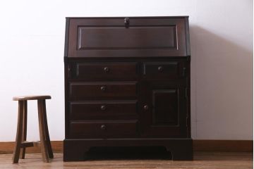 中古　北海道民芸家具　上質な作りが魅力のライティングビューロー(机、在宅ワーク、在宅用引き出し、ワークデスク)(定価約34万円)(R-037463)
