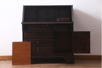 中古　北海道民芸家具　上質な作りが魅力のライティングビューロー(机、在宅ワーク、在宅用引き出し、ワークデスク)(定価約34万円)(R-037463)