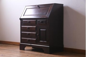 中古　北海道民芸家具　上質な作りが魅力のライティングビューロー(机、在宅ワーク、在宅用引き出し、ワークデスク)(定価約34万円)(R-037463)