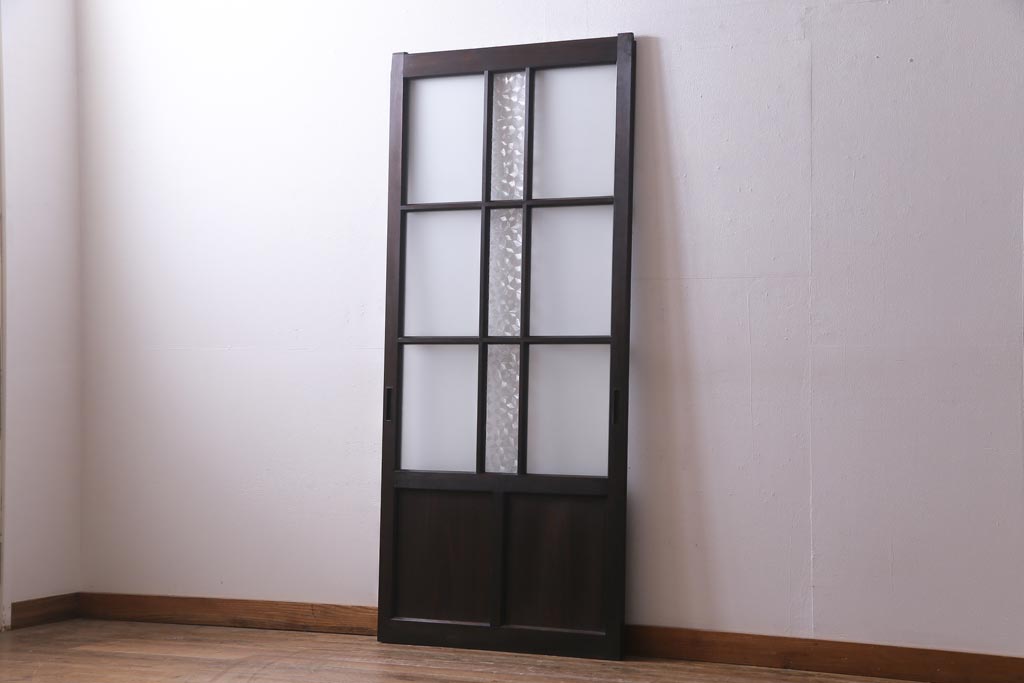 アンティーク建具　和製アンティーク　大正昭和期　デザインガラスが目を引くガラス戸1枚(R-037468)