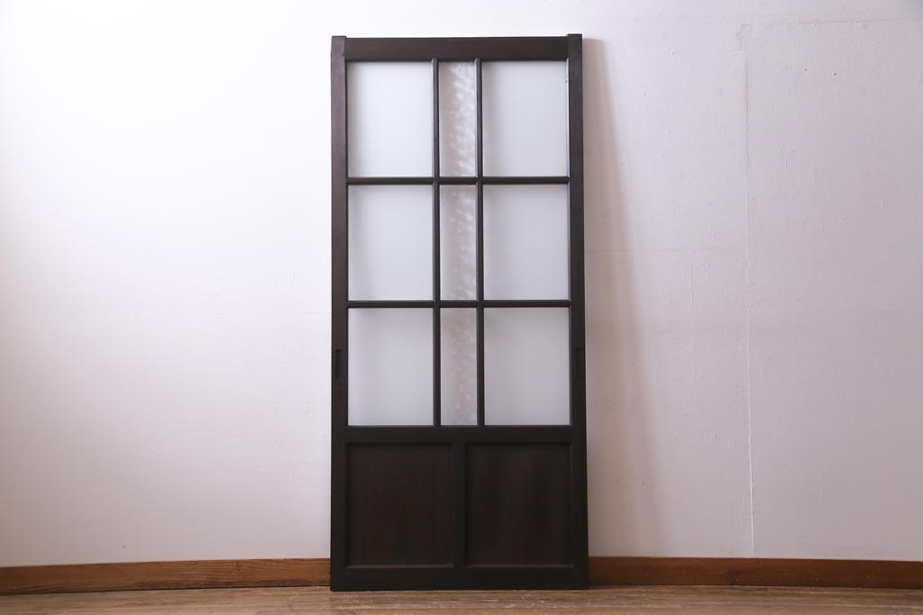 アンティーク建具　和製アンティーク　大正昭和期　デザインガラスが目を引くガラス戸1枚(R-037468)