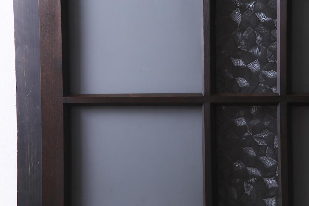 アンティーク建具　和製アンティーク　大正昭和期　デザインガラスが目を引くガラス戸1枚(R-037468)