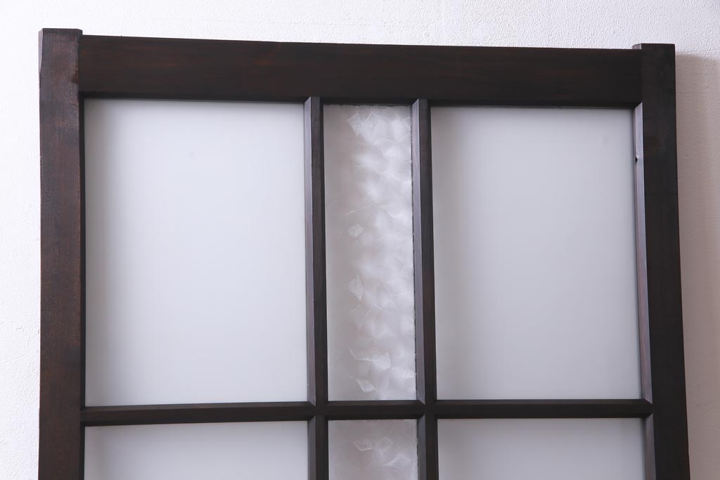 アンティーク建具　和製アンティーク　大正昭和期　デザインガラスが目を引くガラス戸1枚(R-037468)