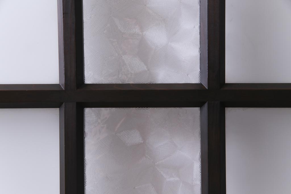 アンティーク建具　和製アンティーク　大正昭和期　デザインガラスが目を引くガラス戸1枚(R-037468)