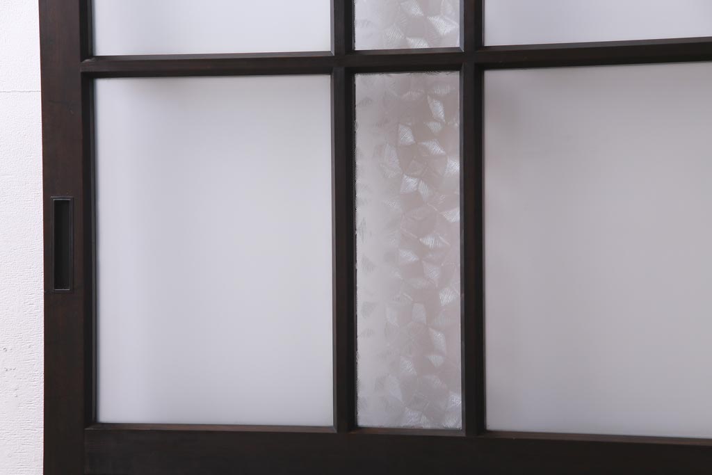 アンティーク建具　和製アンティーク　大正昭和期　デザインガラスが目を引くガラス戸1枚(R-037468)