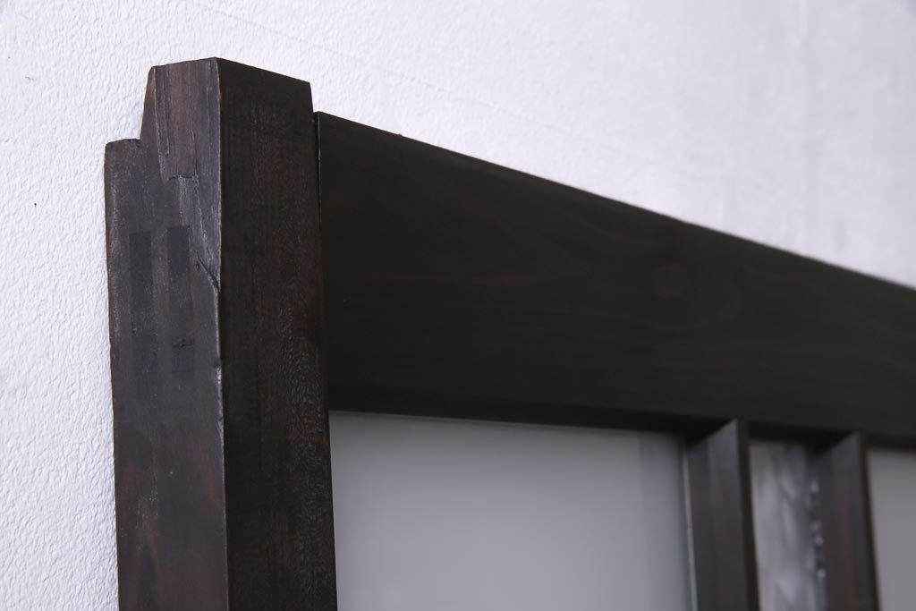 アンティーク建具　和製アンティーク　大正昭和期　デザインガラスが目を引くガラス戸1枚(R-037468)