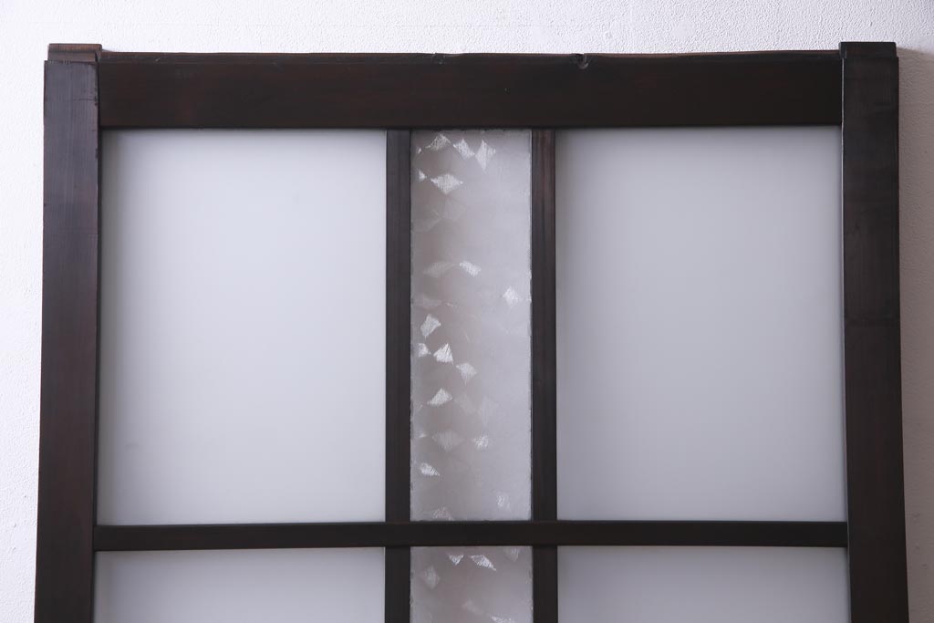 アンティーク建具　和製アンティーク　大正昭和期　デザインガラスが目を引くガラス戸1枚(R-037468)