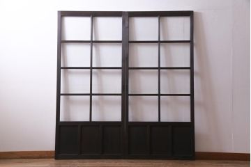 アンティーク家具　大正昭和初期　和洋折衷の空間にも馴染むガラス戸2枚セット(引き戸、建具)(R-037469)