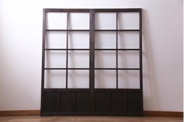 アンティーク家具　大正昭和初期　和洋折衷の空間にも馴染むガラス戸2枚セット(引き戸、建具)(R-037469)