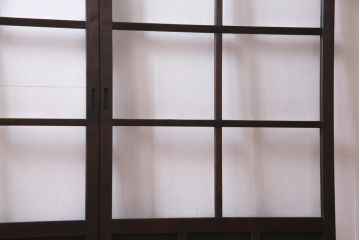 アンティーク家具　大正昭和初期　和洋折衷の空間にも馴染むガラス戸2枚セット(引き戸、建具)(R-037469)