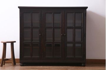 当店リメイク　民芸家具　北海道民芸家具　天板・丸脚付リメイクキャビネット(サイドボード、収納棚)(R-037473)