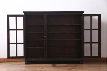 当店リメイク　民芸家具　北海道民芸家具　天板・丸脚付リメイクキャビネット(サイドボード、収納棚)(R-037473)