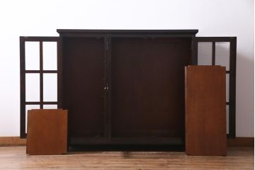 当店リメイク　民芸家具　北海道民芸家具　天板・丸脚付リメイクキャビネット(サイドボード、収納棚)(R-037473)