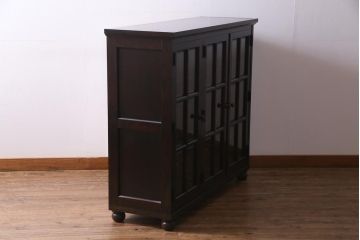 当店リメイク　民芸家具　北海道民芸家具　天板・丸脚付リメイクキャビネット(サイドボード、収納棚)(R-037473)