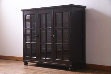 当店リメイク　民芸家具　北海道民芸家具　天板・丸脚付リメイクキャビネット(サイドボード、収納棚)(R-037473)