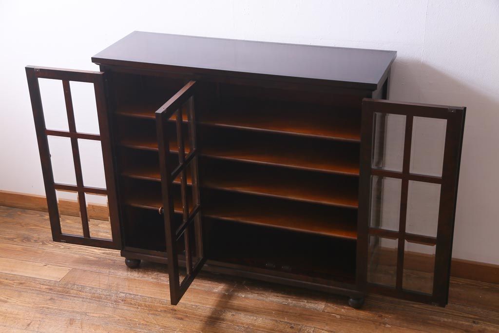 当店リメイク　民芸家具　北海道民芸家具　天板・丸脚付リメイクキャビネット(サイドボード、収納棚)(R-037473)