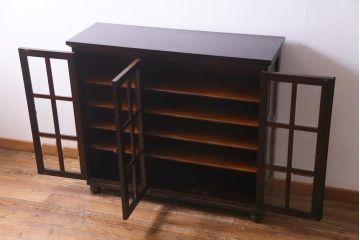 当店リメイク　民芸家具　北海道民芸家具　天板・丸脚付リメイクキャビネット(サイドボード、収納棚)(R-037473)