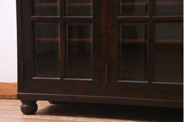 当店リメイク　民芸家具　北海道民芸家具　天板・丸脚付リメイクキャビネット(サイドボード、収納棚)(R-037473)