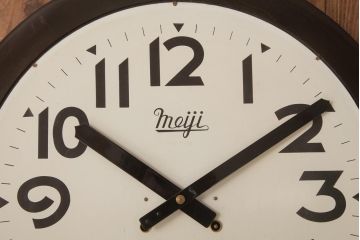 アンティーク雑貨　レトロ雑貨　特大サイズ!　Meiji(明治時計社)　手巻き式　トーマス型　丸型掛時計(壁掛け時計、柱時計、振り子時計)(R-037475)