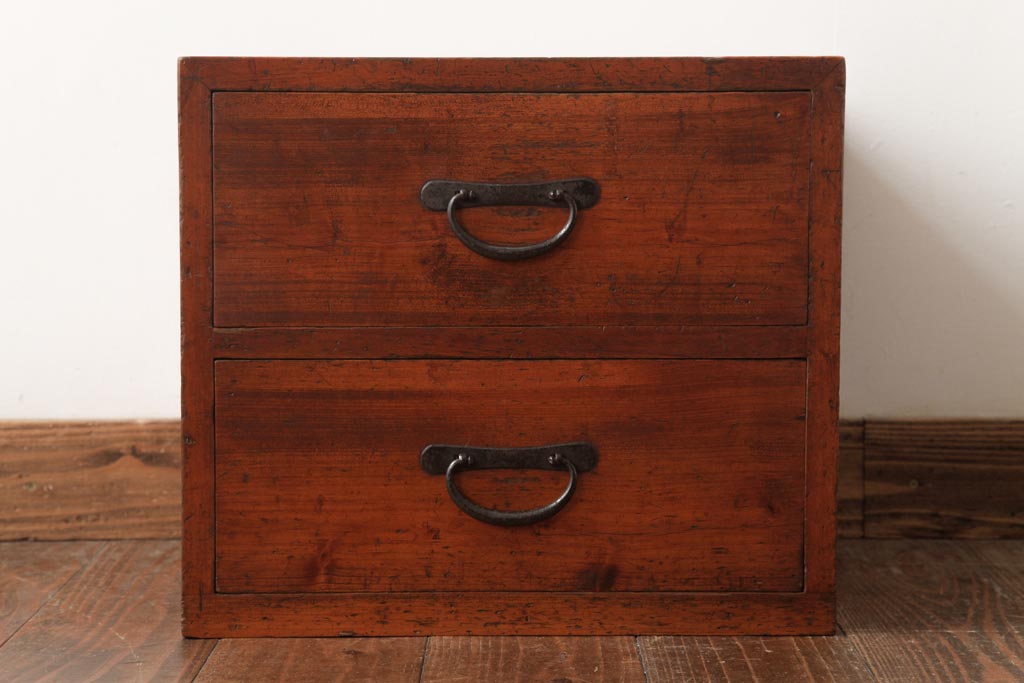 アンティーク家具　和製アンティーク　ヒノキ材の味わいが魅力的な小引き出し(小物収納)(R-037476)