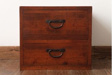 アンティーク家具　和製アンティーク　ヒノキ材の味わいが魅力的な小引き出し(小物収納)(R-037476)