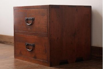 アンティーク家具　和製アンティーク　ヒノキ材の味わいが魅力的な小引き出し(小物収納)(R-037476)