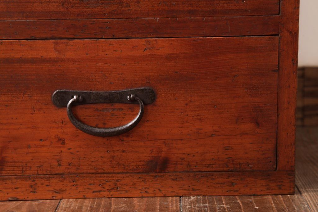 アンティーク家具　和製アンティーク　ヒノキ材の味わいが魅力的な小引き出し(小物収納)(R-037476)