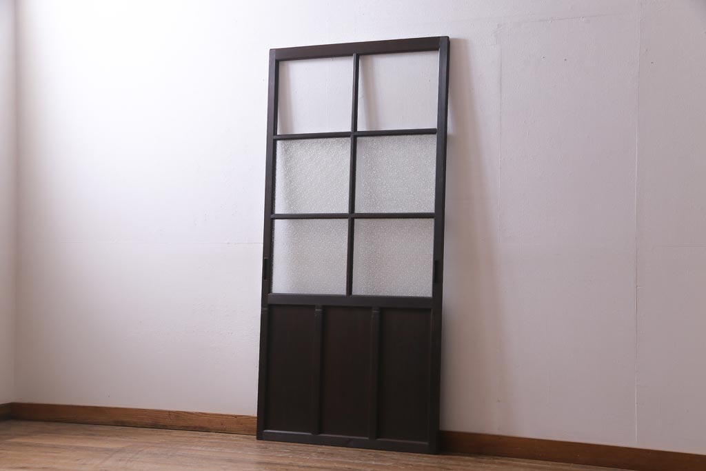 アンティーク家具　ダイヤガラスがおしゃれなレトロシックに合うガラス戸1枚(引き戸、建具)(R-037479)