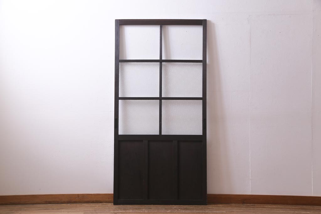 アンティーク家具　ダイヤガラスがおしゃれなレトロシックに合うガラス戸1枚(引き戸、建具)(R-037479)