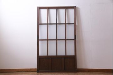 レトロ家具　すりガラス入り　味のある大振りなガラス戸1枚(引き戸、建具)(R-037481)