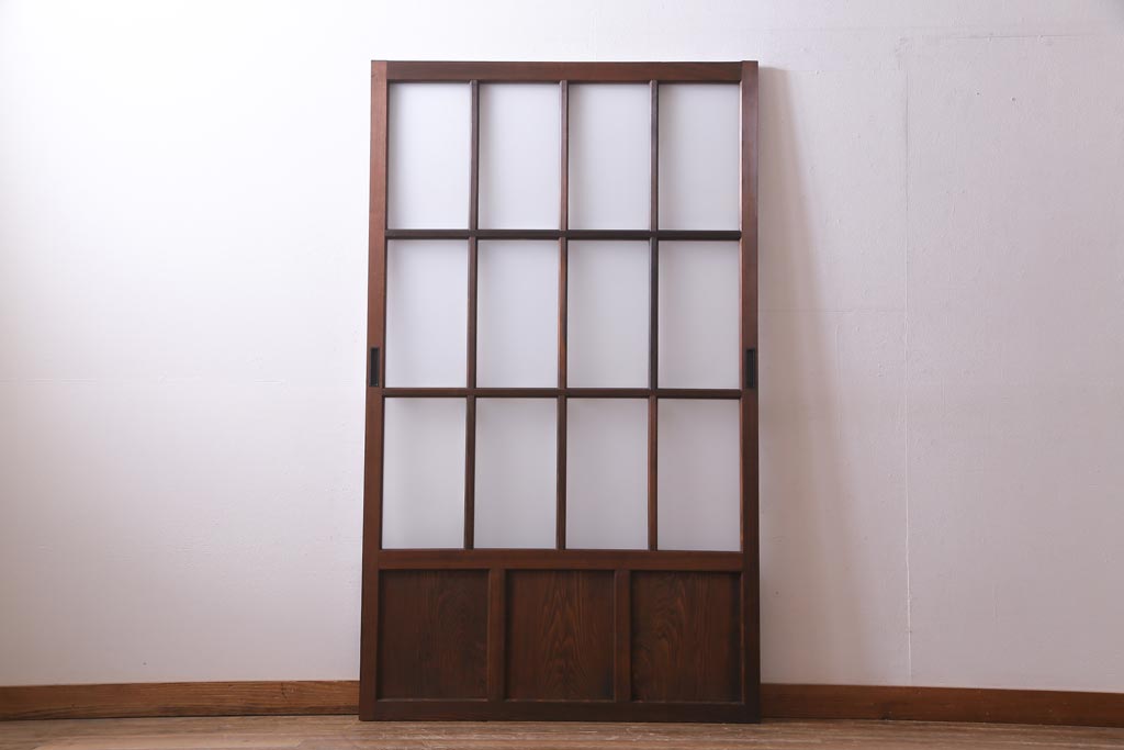 レトロ家具　すりガラス入り　味のある大振りなガラス戸1枚(引き戸、建具)(R-037482)