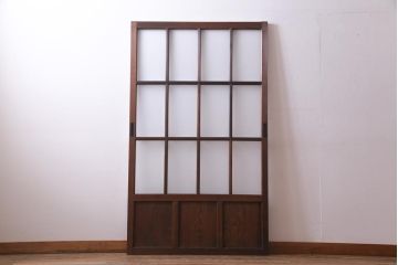 レトロ家具　すりガラス入り　味のある大振りなガラス戸1枚(引き戸、建具)(R-037482)