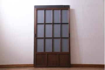 レトロ家具　すりガラス入り　味のある大振りなガラス戸1枚(引き戸、建具)(R-037482)