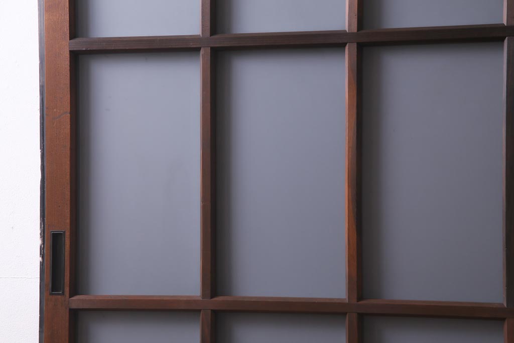 レトロ家具　すりガラス入り　味のある大振りなガラス戸1枚(引き戸、建具)(R-037482)