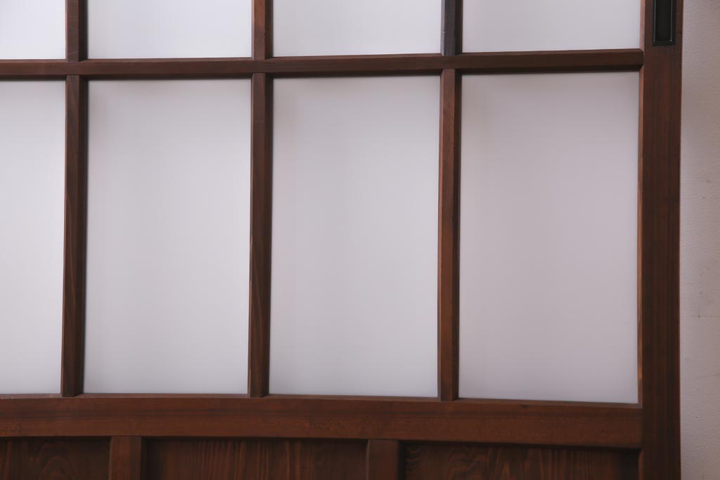 レトロ家具　すりガラス入り　味のある大振りなガラス戸1枚(引き戸、建具)(R-037482)