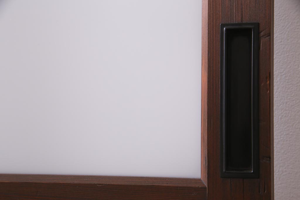 レトロ家具　すりガラス入り　味のある大振りなガラス戸1枚(引き戸、建具)(R-037482)