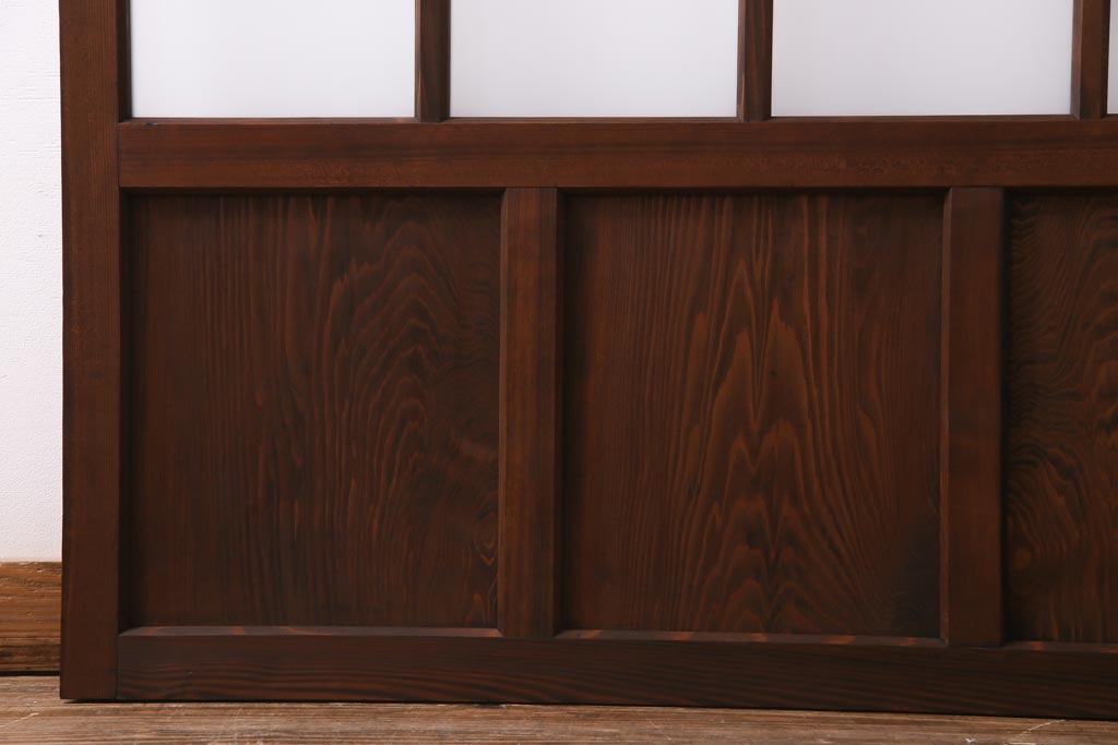 レトロ家具　すりガラス入り　味のある大振りなガラス戸1枚(引き戸、建具)(R-037482)