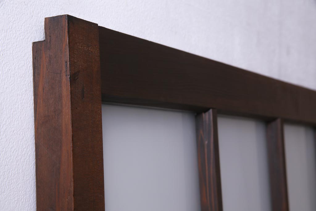 レトロ家具　すりガラス入り　味のある大振りなガラス戸1枚(引き戸、建具)(R-037482)