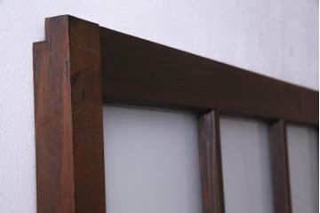 レトロ家具　すりガラス入り　味のある大振りなガラス戸1枚(引き戸、建具)(R-037482)