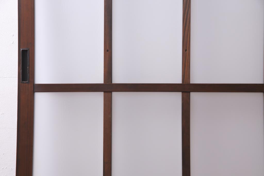 レトロ家具　すりガラス入り　味のある大振りなガラス戸1枚(引き戸、建具)(R-037482)