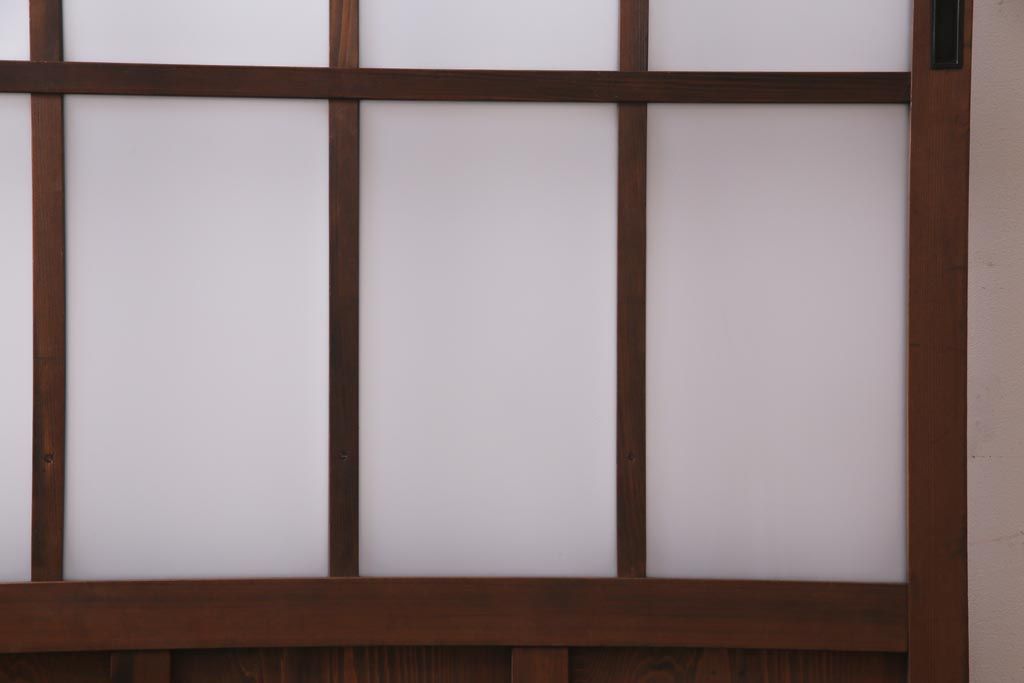 レトロ家具　すりガラス入り　味のある大振りなガラス戸1枚(引き戸、建具)(R-037482)