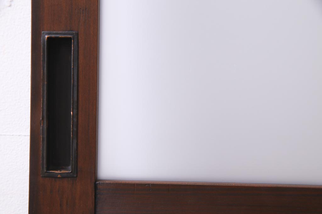 レトロ家具　すりガラス入り　味のある大振りなガラス戸1枚(引き戸、建具)(R-037482)