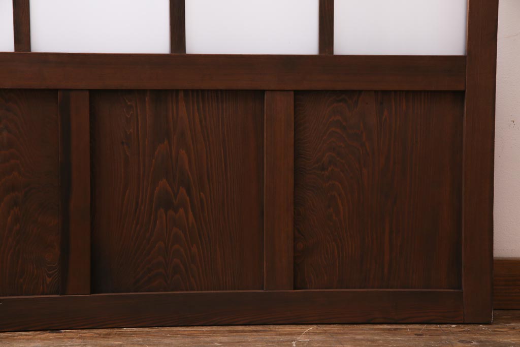 レトロ家具　すりガラス入り　味のある大振りなガラス戸1枚(引き戸、建具)(R-037482)