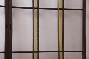 アンティーク建具　レトロ　大正昭和初期　当時物色ガラス入り　ガラス戸(引き戸)2枚セット(R-037486)