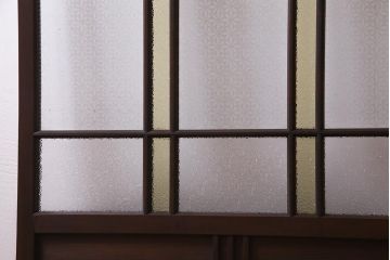 アンティーク建具　レトロ　大正昭和初期　当時物色ガラス入り　ガラス戸(引き戸)2枚セット(R-037486)