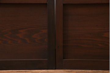 アンティーク建具　レトロ　大正昭和初期　当時物色ガラス入り　ガラス戸(引き戸)2枚セット(R-037486)