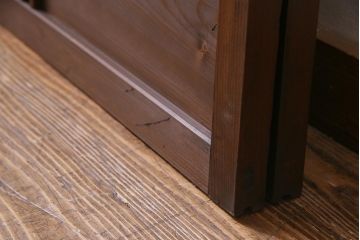 アンティーク建具　レトロ　大正昭和初期　当時物色ガラス入り　ガラス戸(引き戸)2枚セット(R-037486)