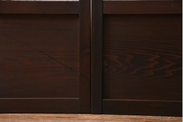 アンティーク建具　レトロ　大正昭和初期　当時物色ガラス入り　ガラス戸(引き戸)2枚セット(R-037486)