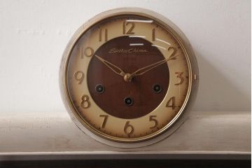 SEIKO(セイコー)　Seiko Chime　ゼンマイ式　テンプ式　シャビーペイントがおしゃれなウェストミンスター置時計(古時計)(R-037488)