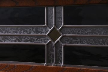 アンティーク家具　ラフジュ工房オリジナルステンドグラス　和製アンティーク　明治期　総ケヤキ材　色ガラス・結霜ガラス入り　ステンドグラスがお洒落なリメイク衝立(パーテーション)(R-037492)
